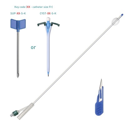 Suprapubic Cystostomy Catheter Kits with silicone foley catheter